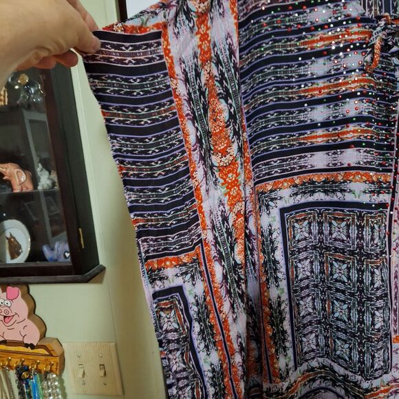 Avenue Plus Sized Women's Kaftan Top Yukata Colorful Loose Fit Poncho 30/32 NWT - Picture 5 of 9